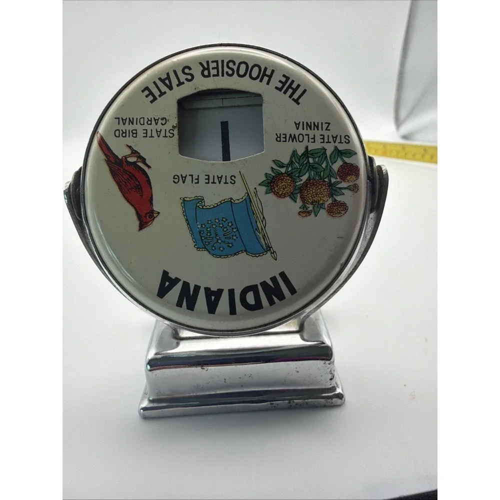 Vintage Indiana Cardinal State Bird Souvenir Clip Magnet Metal Paper Memo Holder